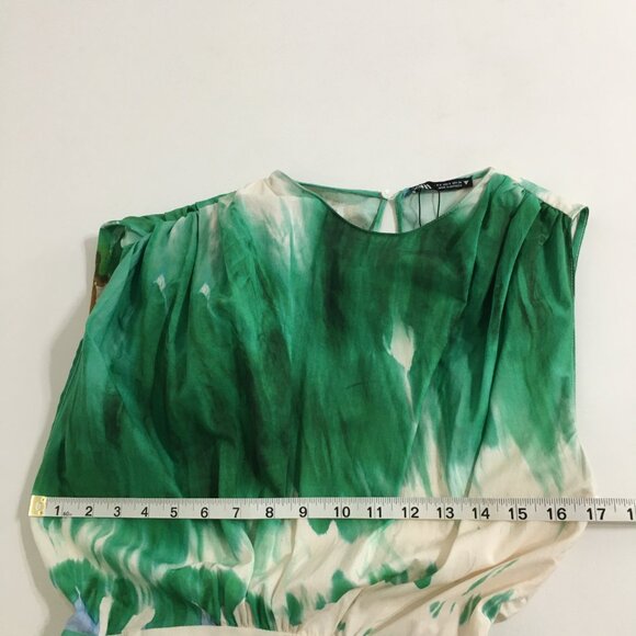 Zara NWT Size Small Green Short Abstract Tie Dye Dress - Picture 13 of 16